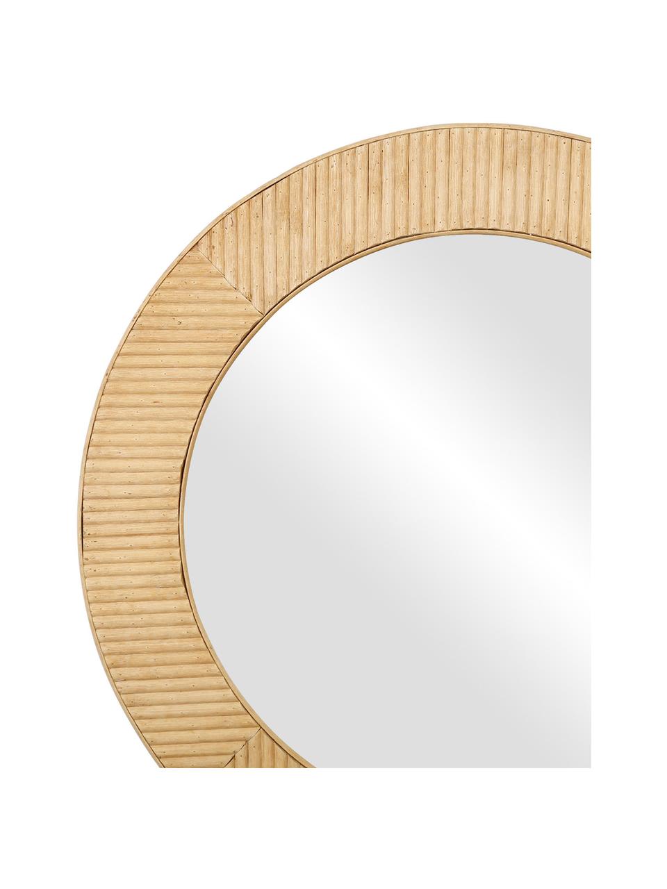 Runder Wandspiegel Solair mit Bambusrahmen, Rahmen: Bambus, Spiegelfläche: Spiegelglas, Beige, Ø 60 x T 2 cm