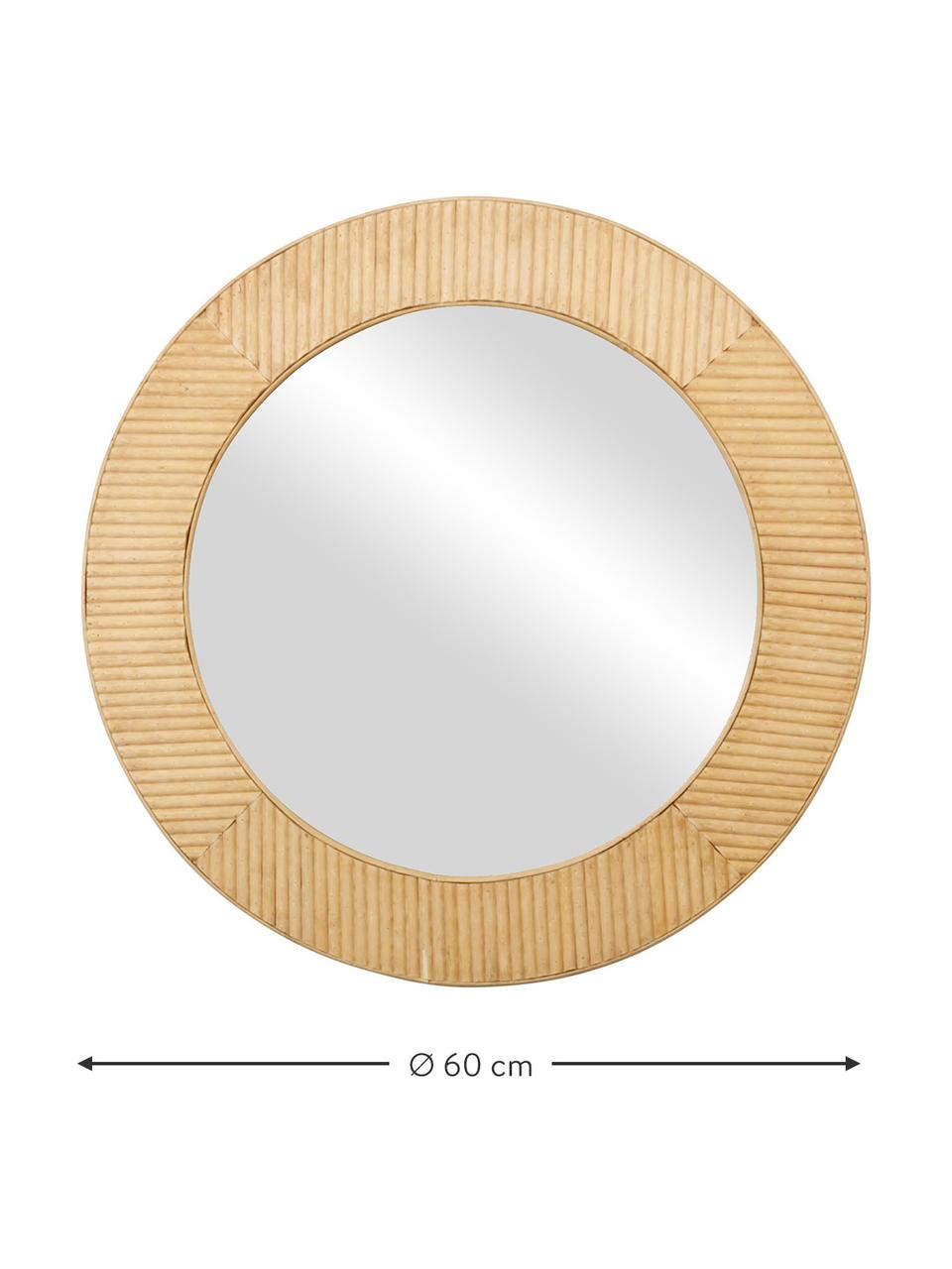 Miroir mural rond en bambou Sloair, Bambou, Ø 60 x prof. 2 cm