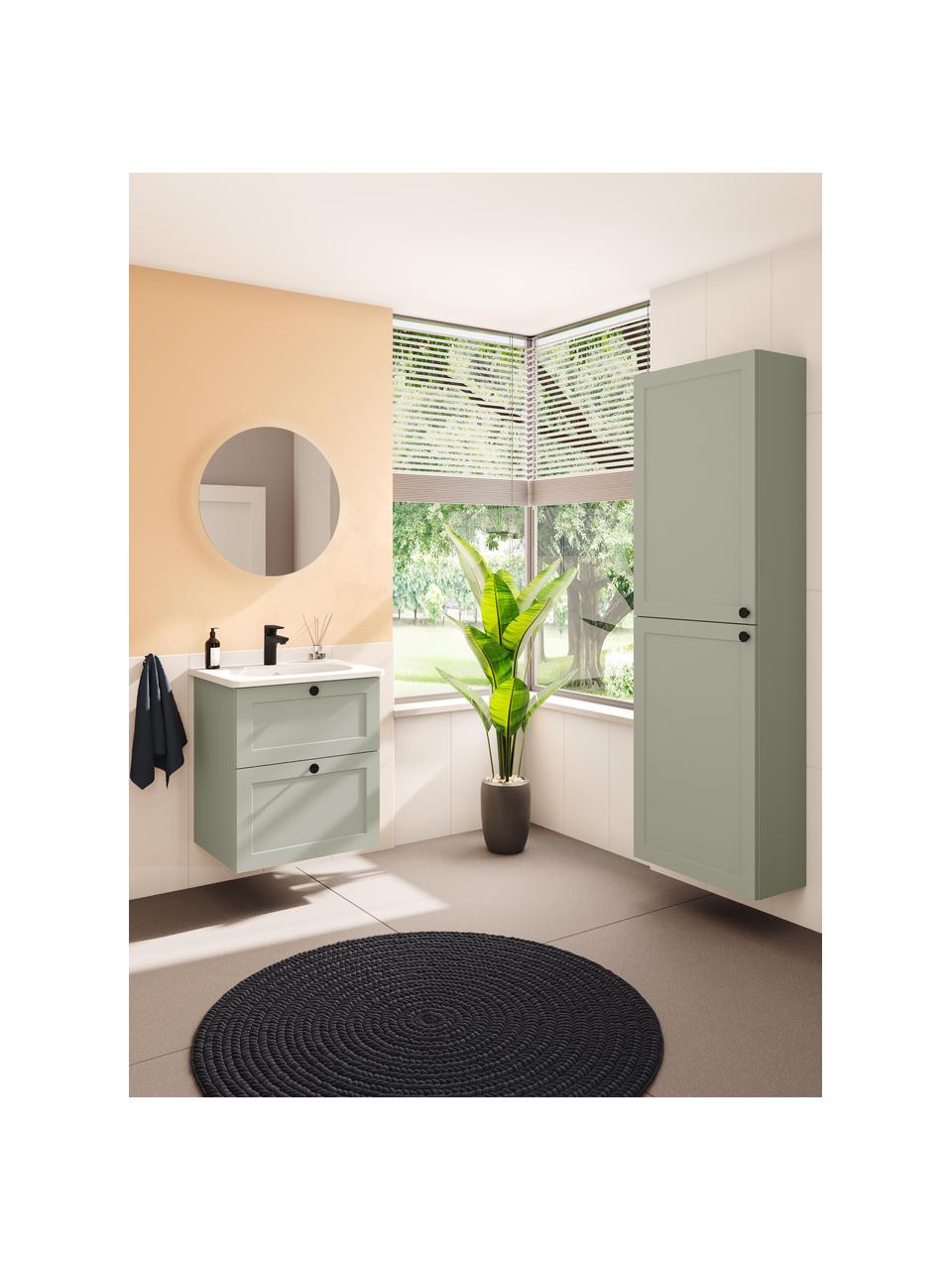 Koupelnová skříňka s umyvadlem a matným povrchem Rafaella, Šalvějově zelená, Š 60 cm, V 67 cm