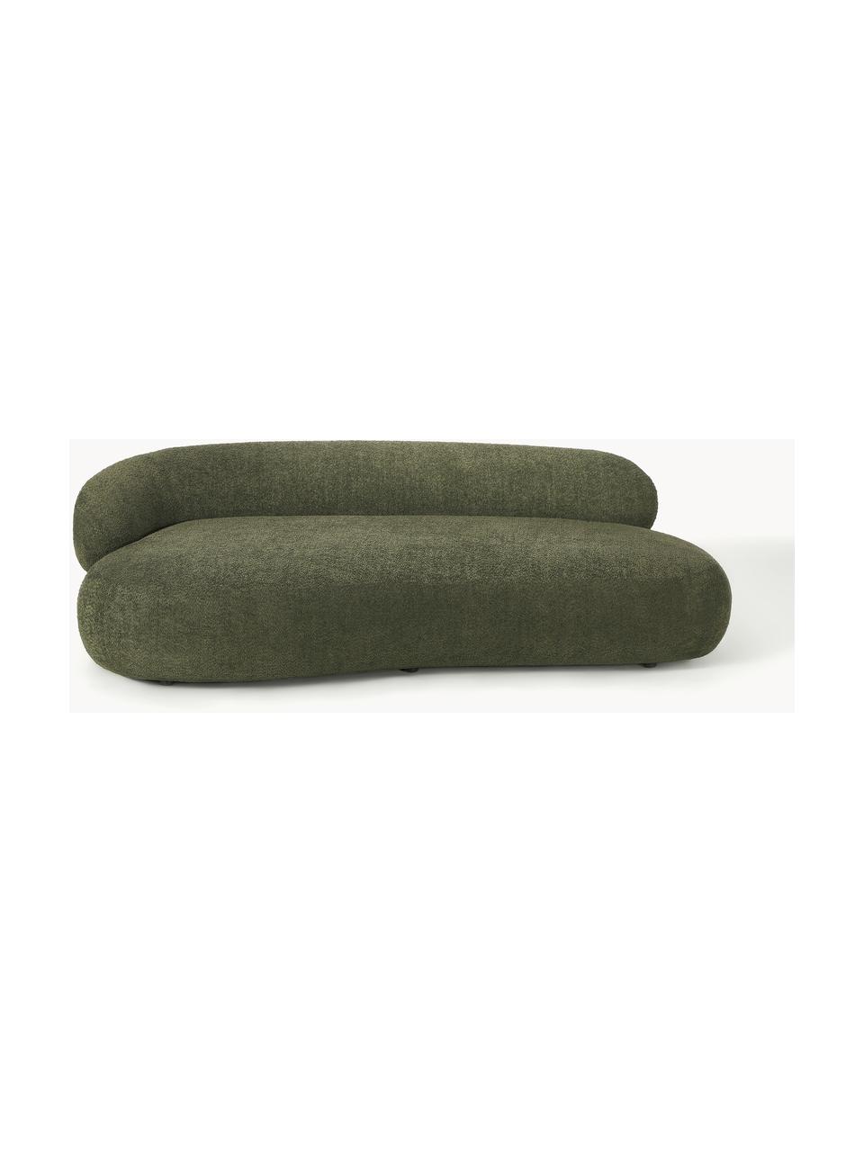 Sofá en tejido bouclé Alba (3 plazas), Tapizado: 100% poliéster Alta resis, Estructura: madera de abeto maciza, m, Patas: plástico, Borreguillo bouclé verde oscuro, An 235 x F 114 cm, respaldo izquierdo