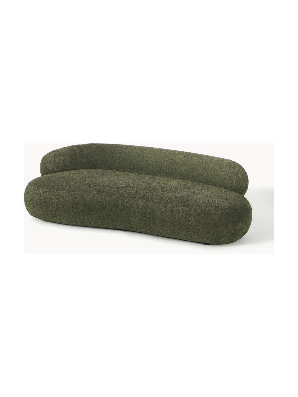 Sofá en tejido bouclé Alba (3 plazas), Tapizado: 100% poliéster Alta resis, Estructura: madera de abeto maciza, m, Patas: plástico, Borreguillo bouclé verde oscuro, An 235 x F 114 cm, respaldo izquierdo