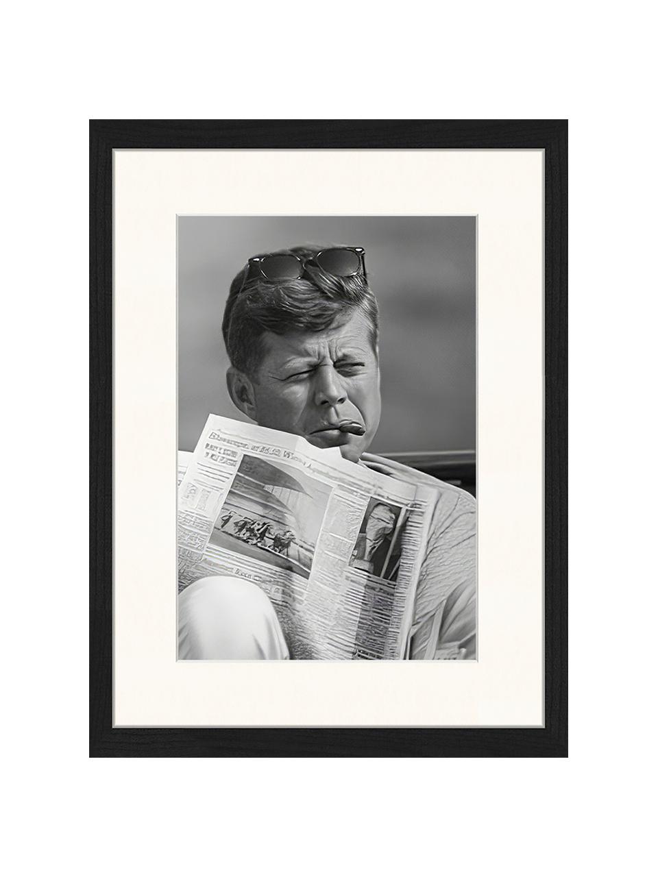 Gerahmter Digitaldruck John, Bild: Digitaldruck auf Papier, , Rahmen: Holz, lackiert, Front: Plexiglas, John F. Kennedy, B 33 x H 43 cm