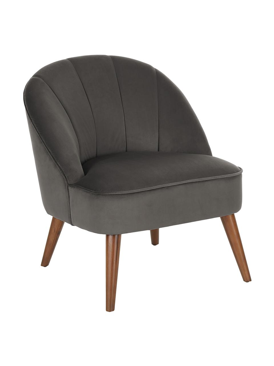 Fauteuil cocktail en velours Aya, Velours gris foncé