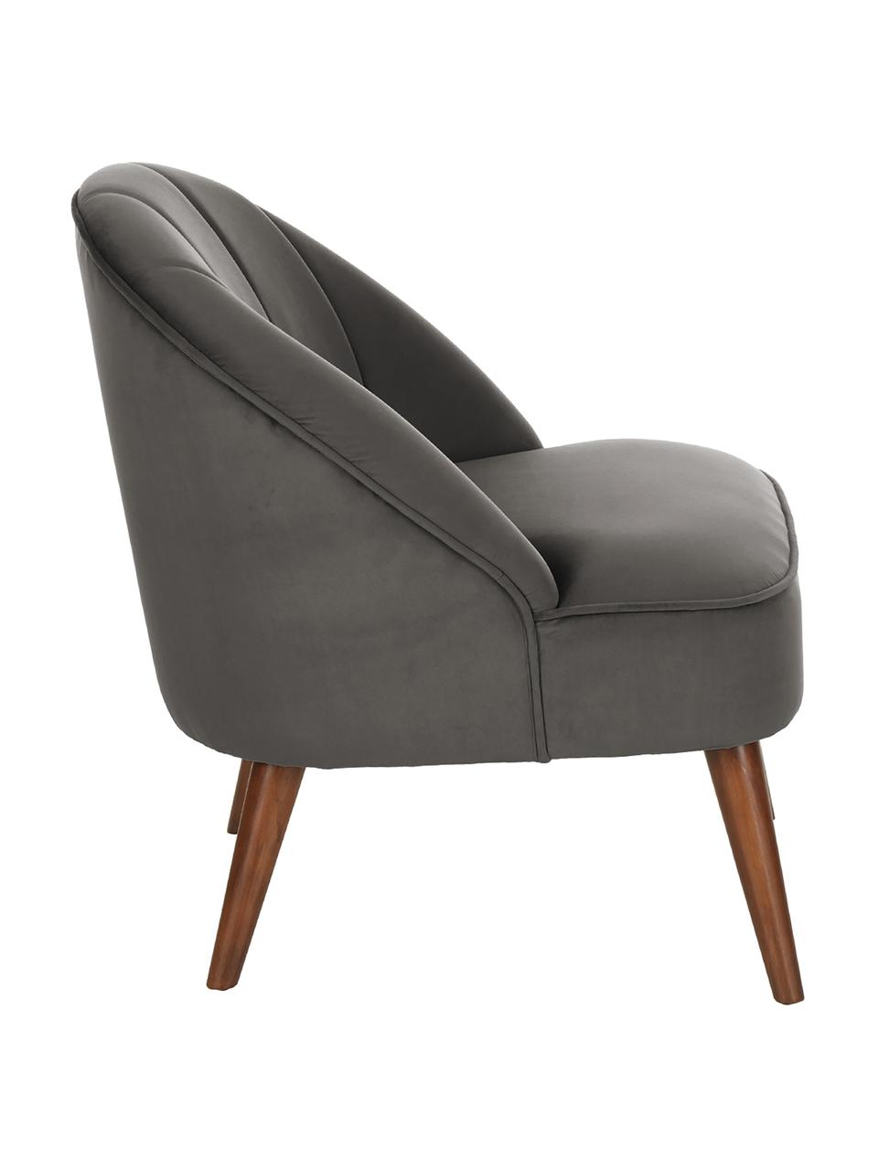 Fauteuil cocktail en velours Aya, Velours gris foncé