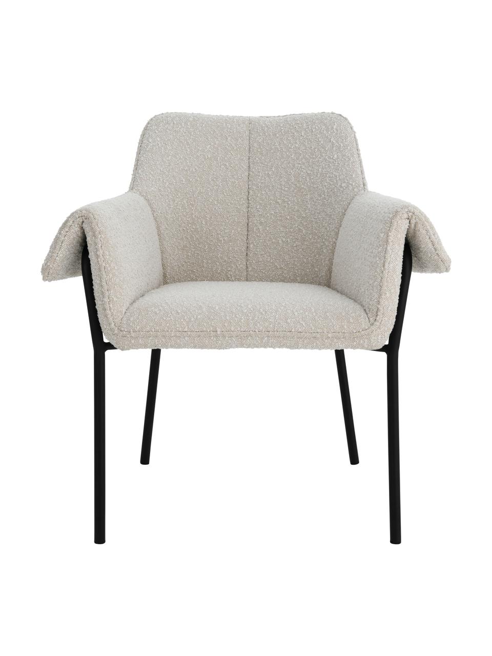 Bouclé fauteuils met wit effect, set van 2, Bekleding: 100 % polyester, Poten: gecoat metaal, Bouclé wit, B 73 cm x D 54 cm