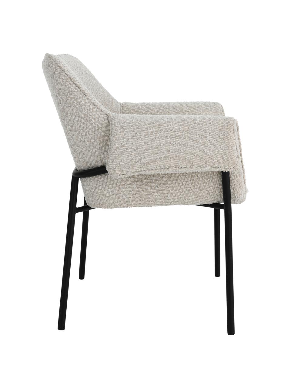 Chaise à accoudoirs tissu bouclé blanc Effekt, 2 pièces, Tissu bouclé blanc, larg. 73 x prof. 54 cm