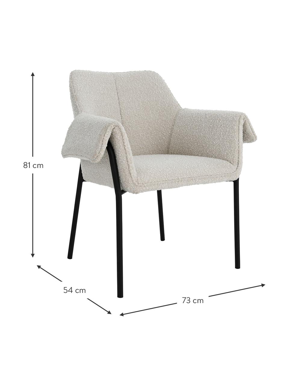Bouclé fauteuils met wit effect, set van 2, Bekleding: 100 % polyester, Poten: gecoat metaal, Bouclé wit, B 73 cm x D 54 cm