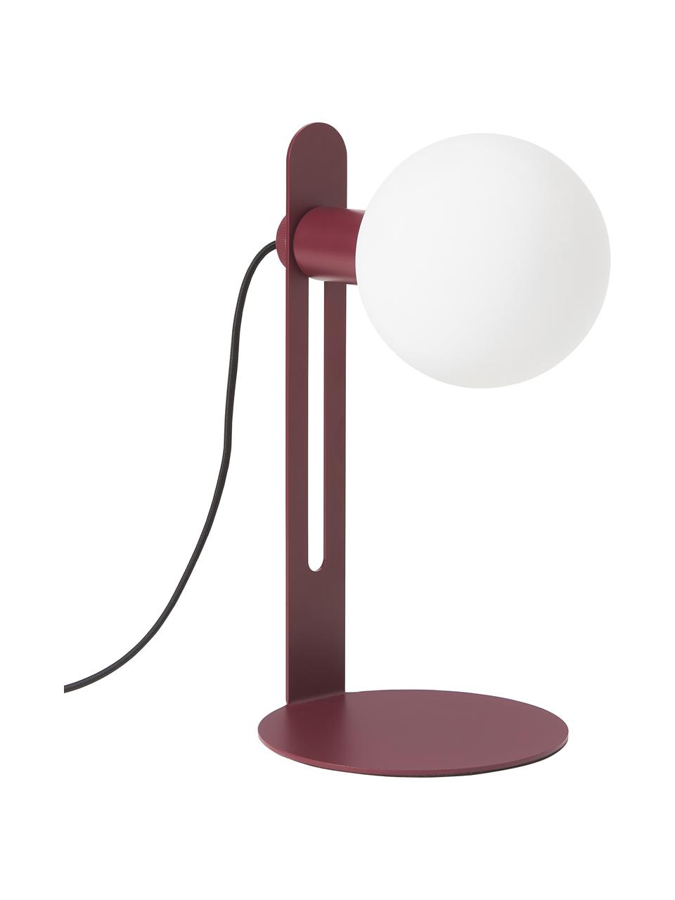 Lámpara de mesa pequeña Fely, Pantalla: vidrio, Estructura: metal recubierto, Cable: plástico, Rojo oscuro, Ø 14 x Al 35 cm