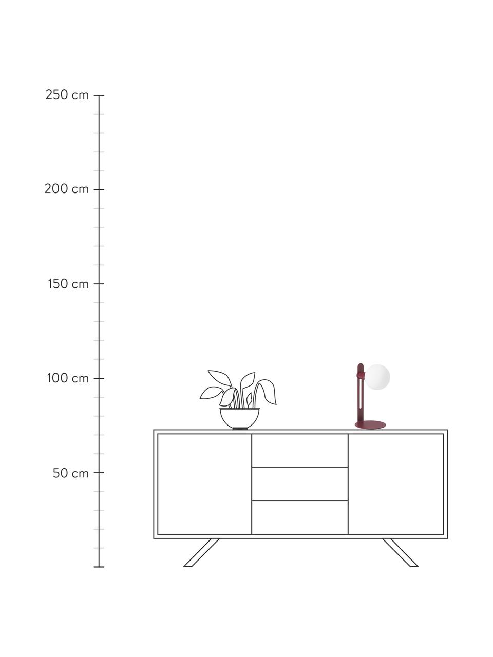 Lampada piccola da tavolo Fely, Paralume: vetro, Struttura: metallo rivestito, Rosso scuro, Ø 14 x Alt. 35 cm