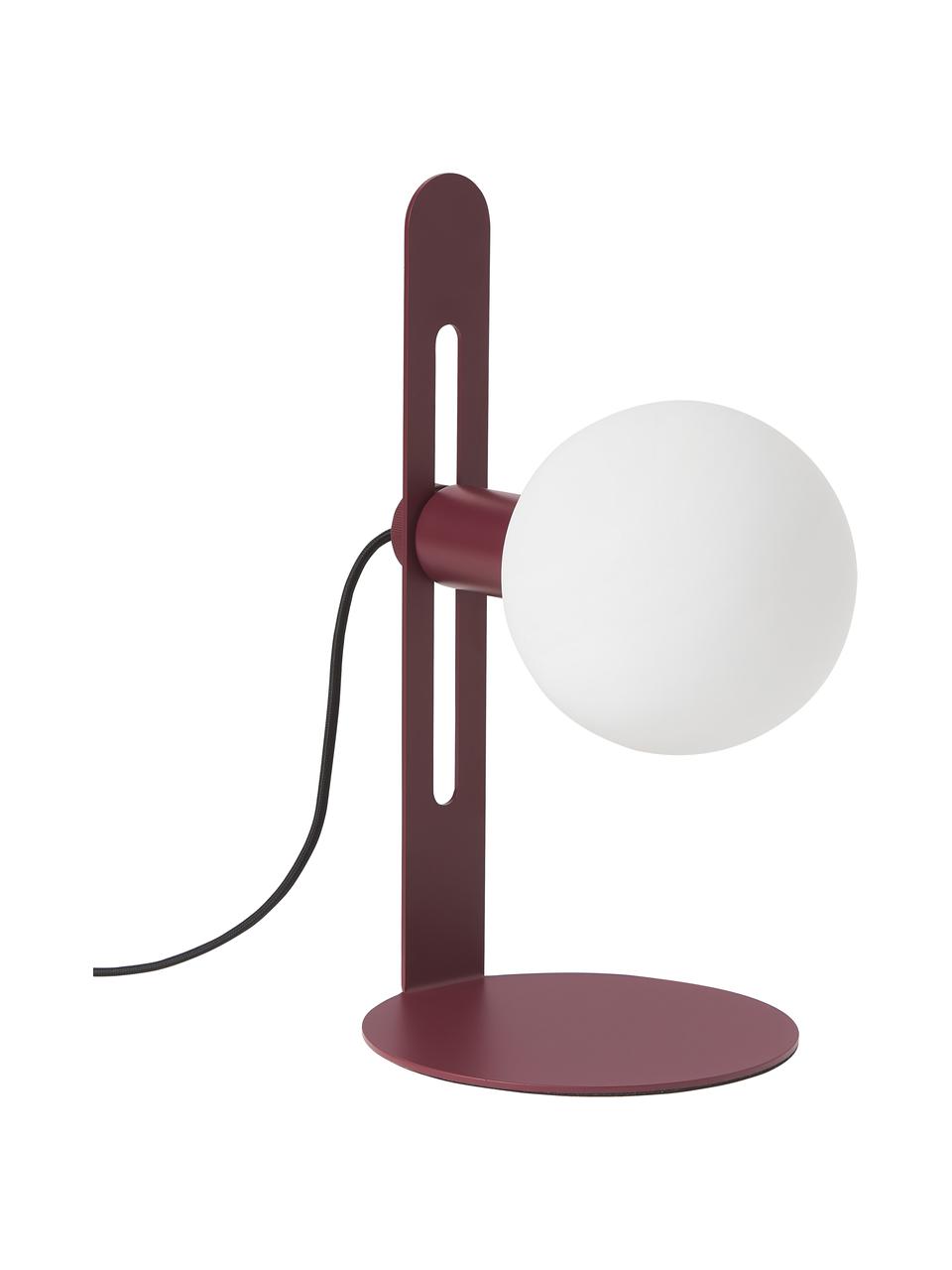 Lámpara de mesa pequeña Fely, Pantalla: vidrio, Estructura: metal recubierto, Cable: plástico, Rojo oscuro, Ø 14 x Al 35 cm