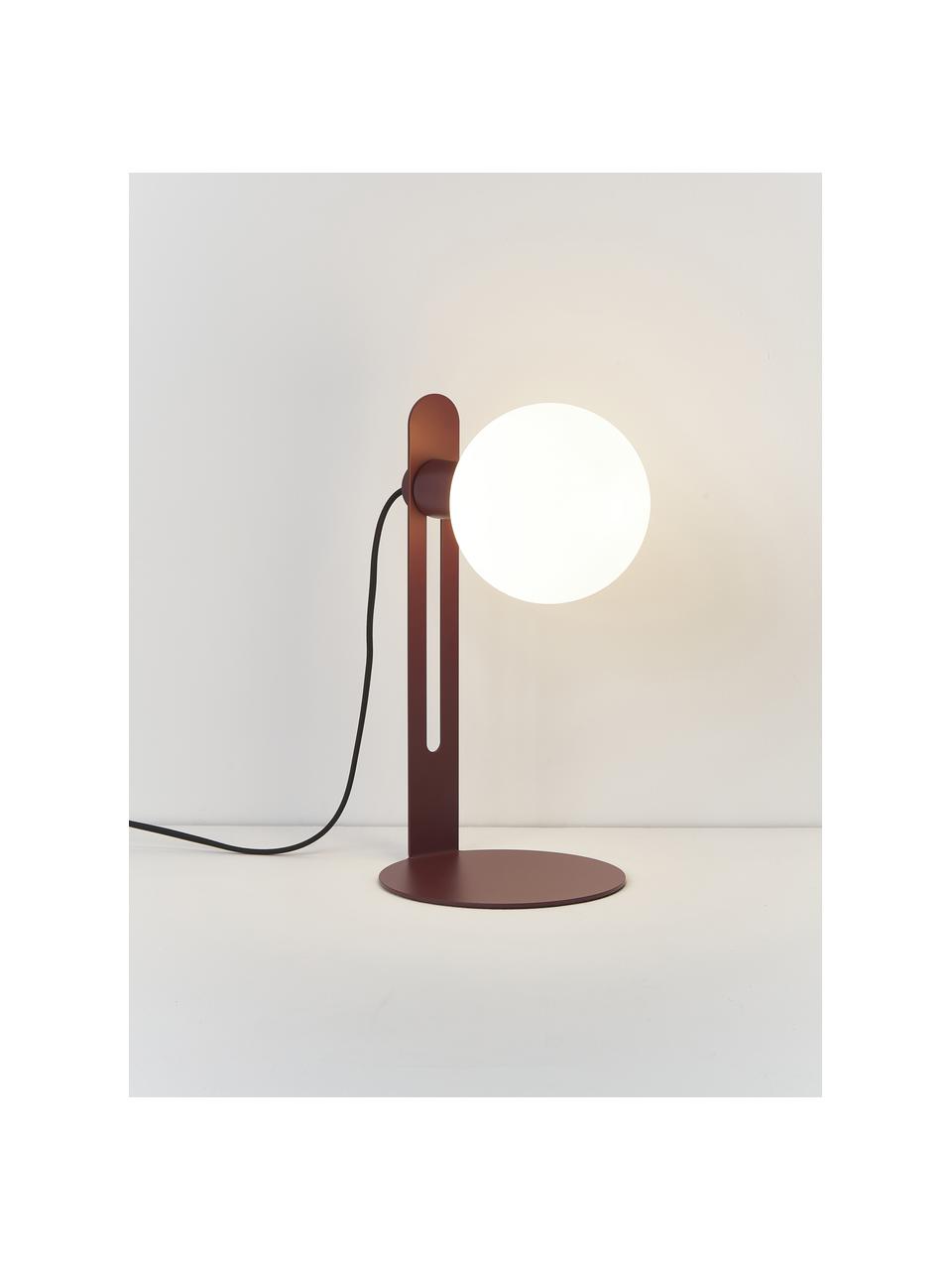 Lampada piccola da tavolo Fely, Paralume: vetro, Struttura: metallo rivestito, Rosso scuro, Ø 14 x Alt. 35 cm