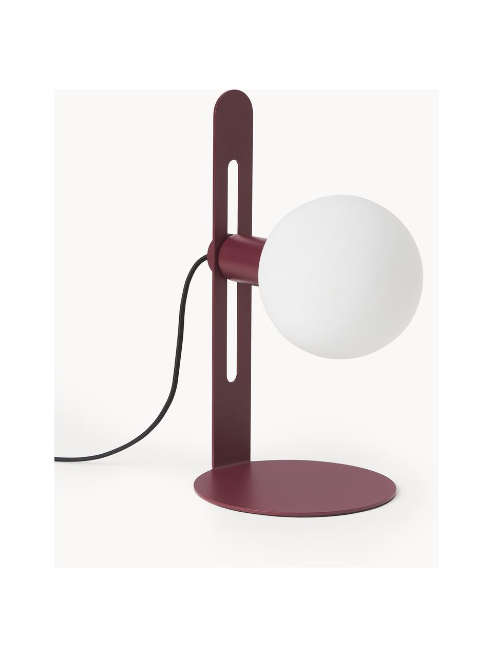 Lámpara de mesa pequeña Fely, Pantalla: vidrio, Estructura: metal recubierto, Cable: plástico, Rojo vino, Ø 14 x Al 35 cm