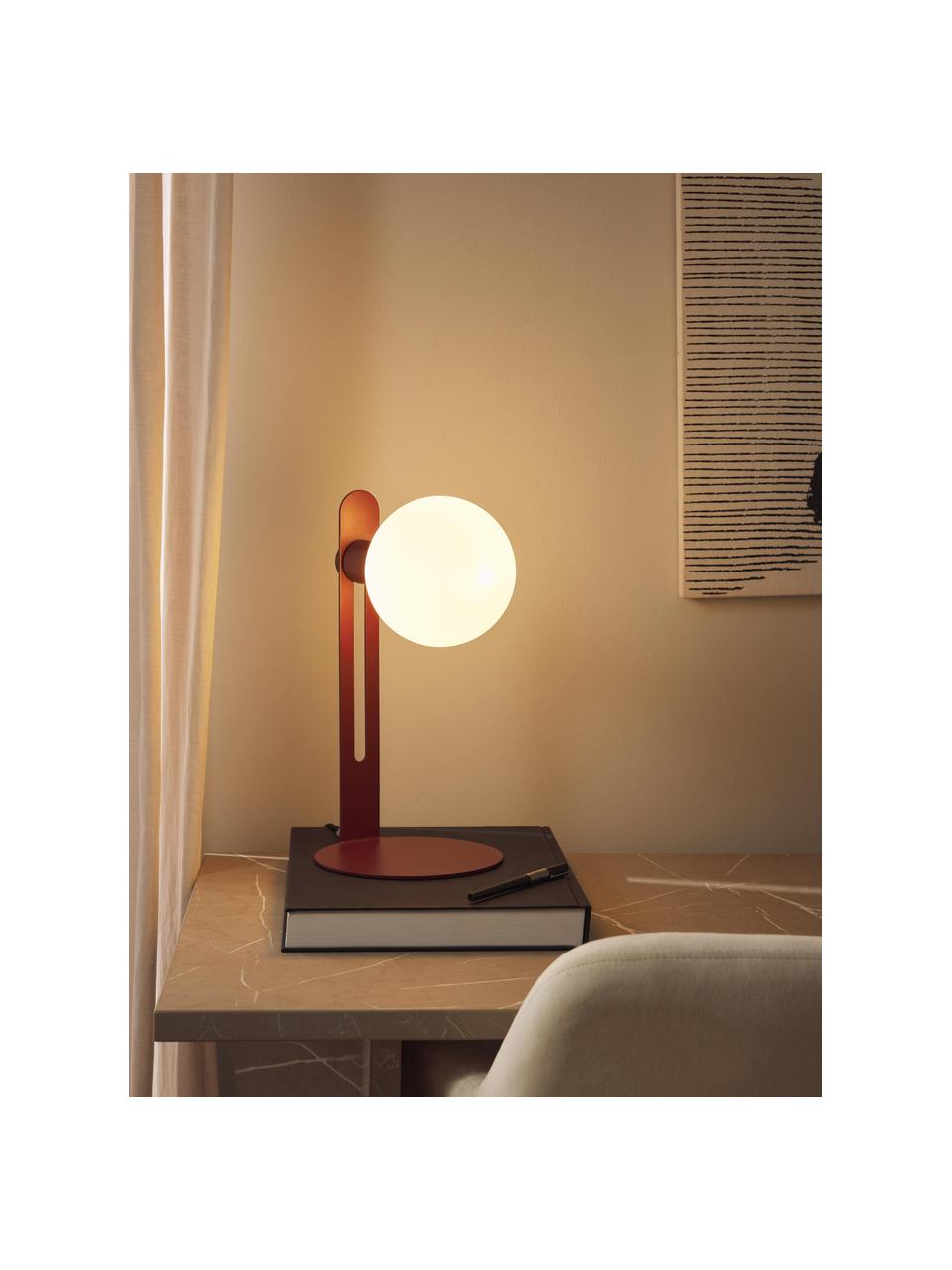 Kleine tafellamp Fely, Lampenkap: glas, Wijnrood, Ø 14 x H 35 cm