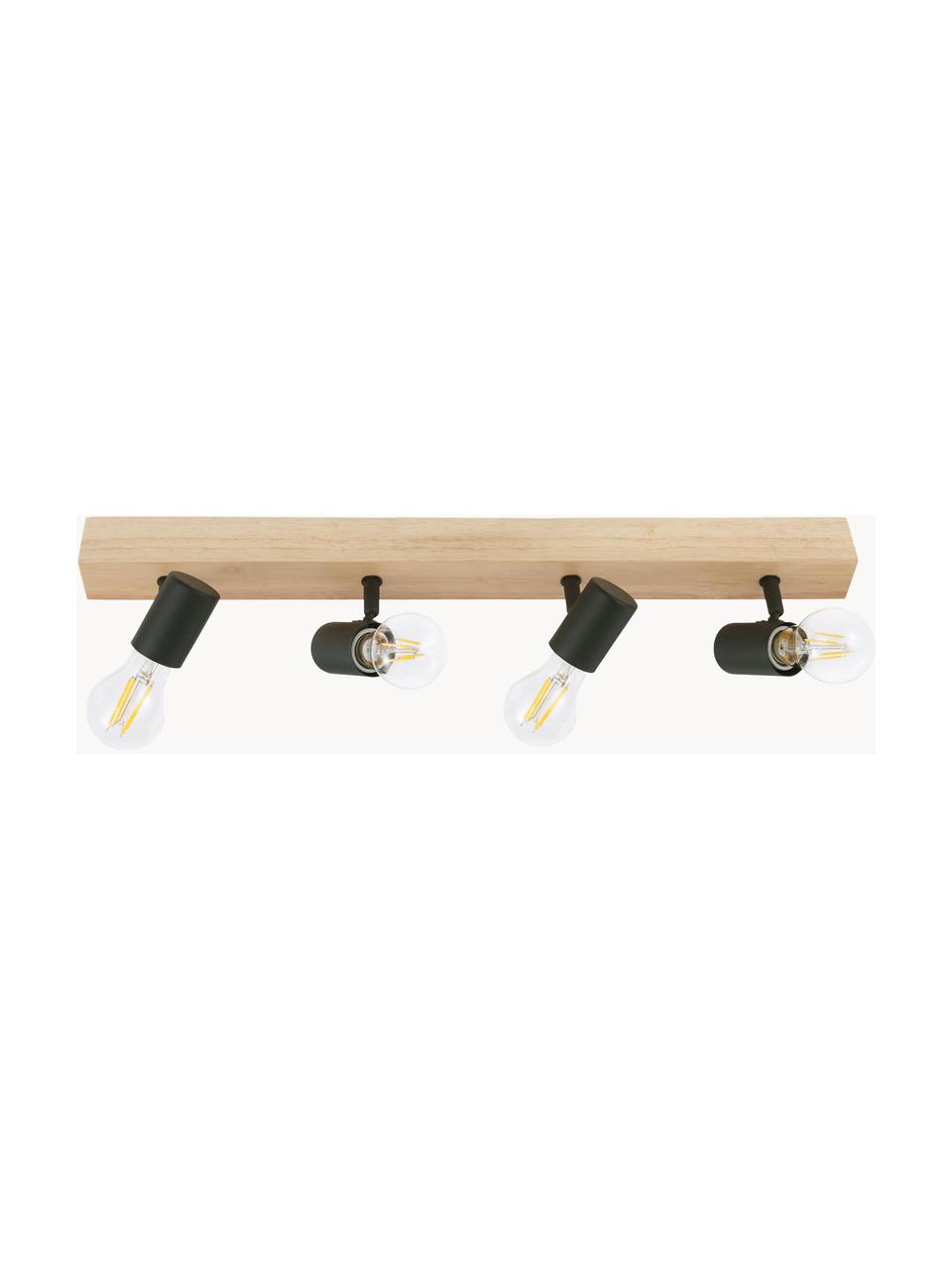 Faretti da soffitto in legno Townshend, Baldacchino: legno, Nero, legno chiaro, Larg. 63 x Alt. 13 cm