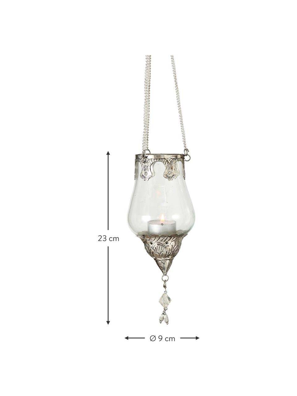 Komplet latarenek ze szkła Cosa, 3 elem., Transparentny, odcienie srebrnego, Ø 9 x W 23 cm