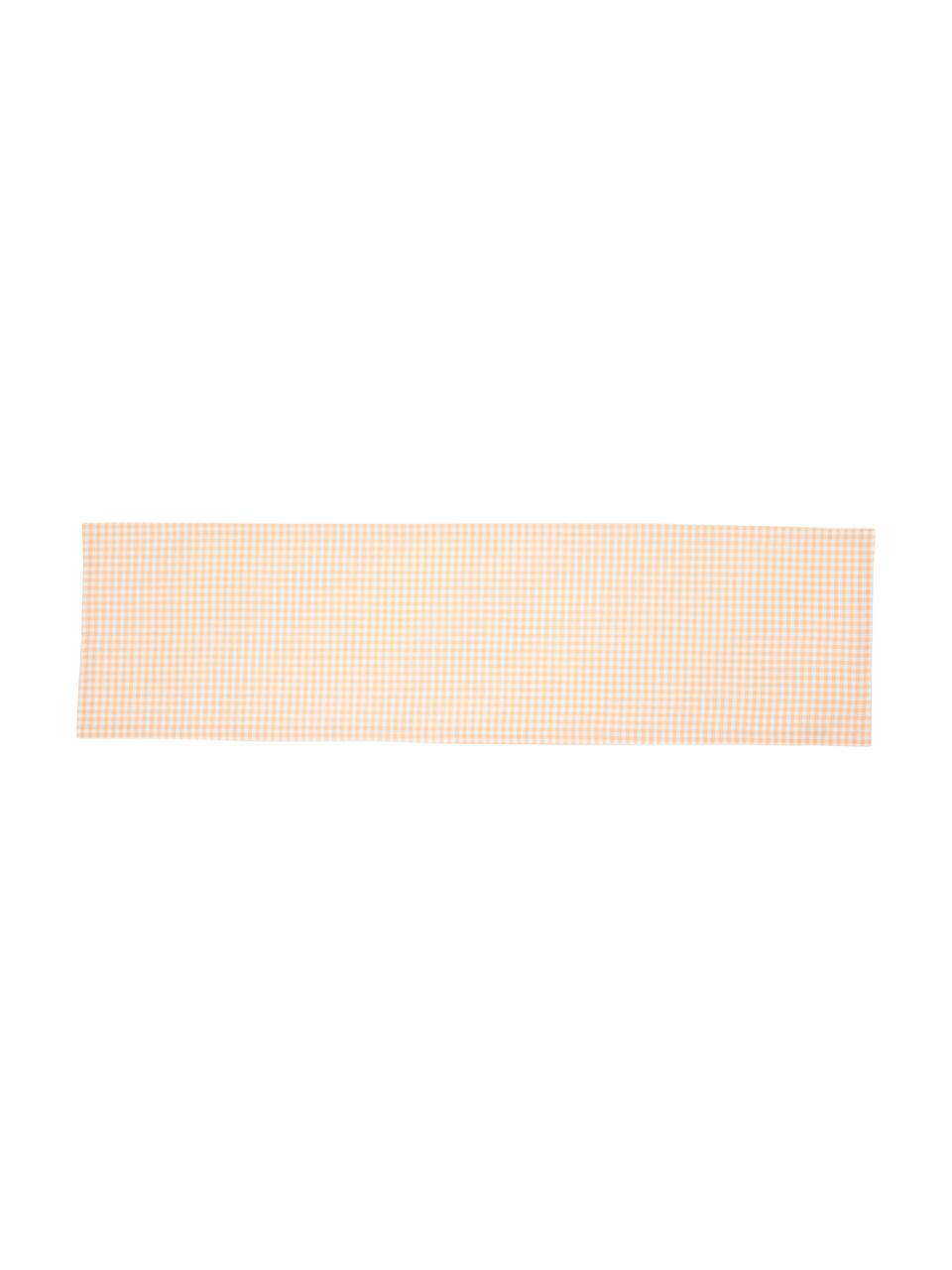 Baumwoll-Tischläufer Vicky mit Karo-Muster, 100 % Baumwolle, Lachsfarben, Weiss, B 40 x L 145 cm