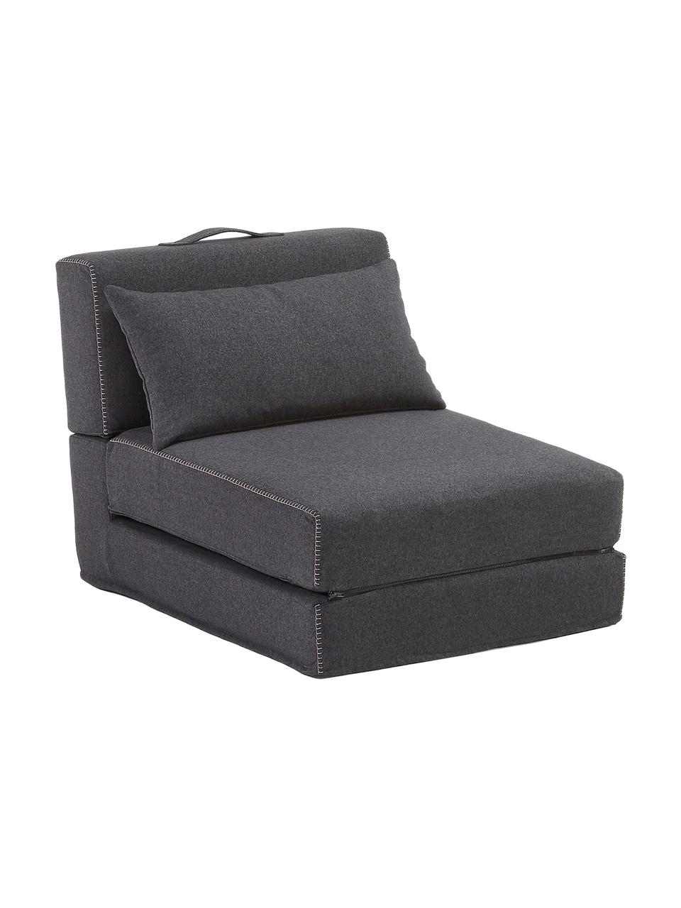 Slaapfauteuil Arty, uitklapbaar, Bekleding: polyester, Antraciet, B 70 x H 67 cm