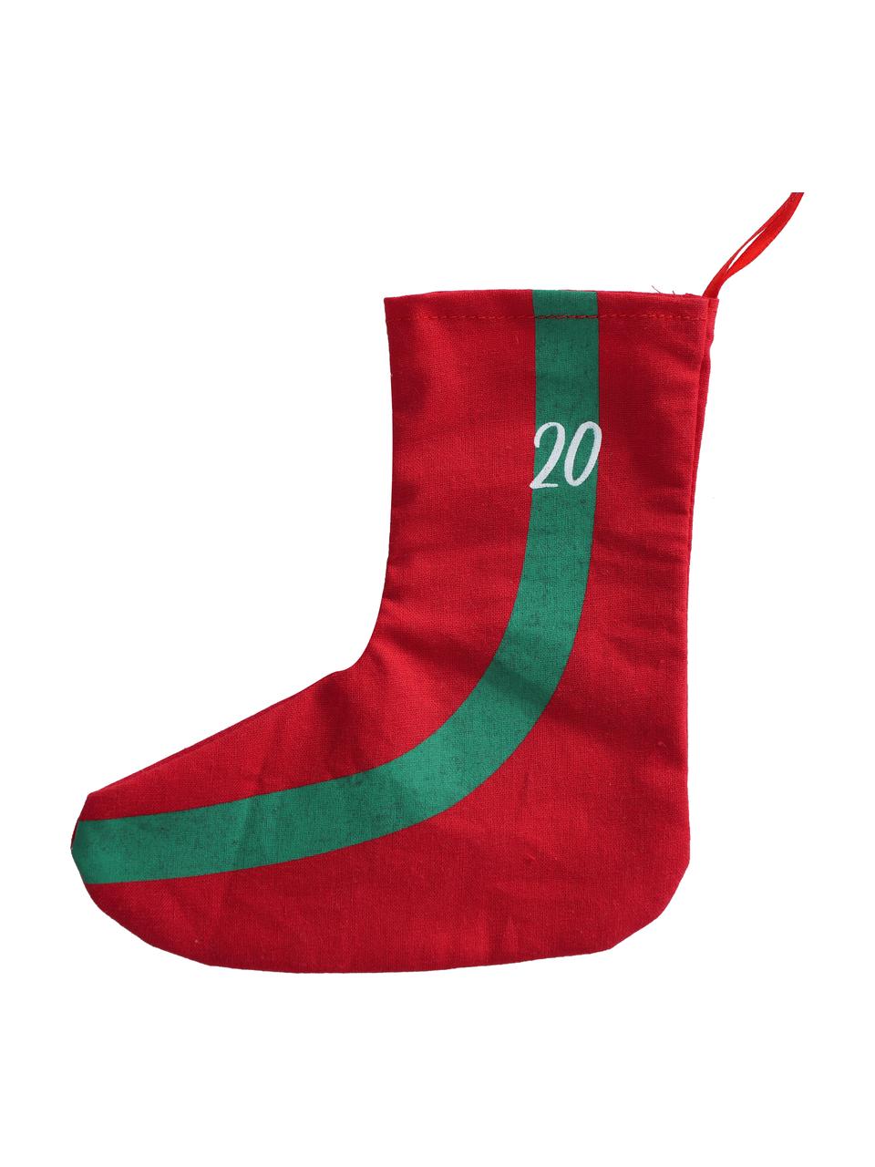 Adventskalender Socky, 280 cm, Filz, Dunkelgrün, Rot, Weiß, L 280 cm