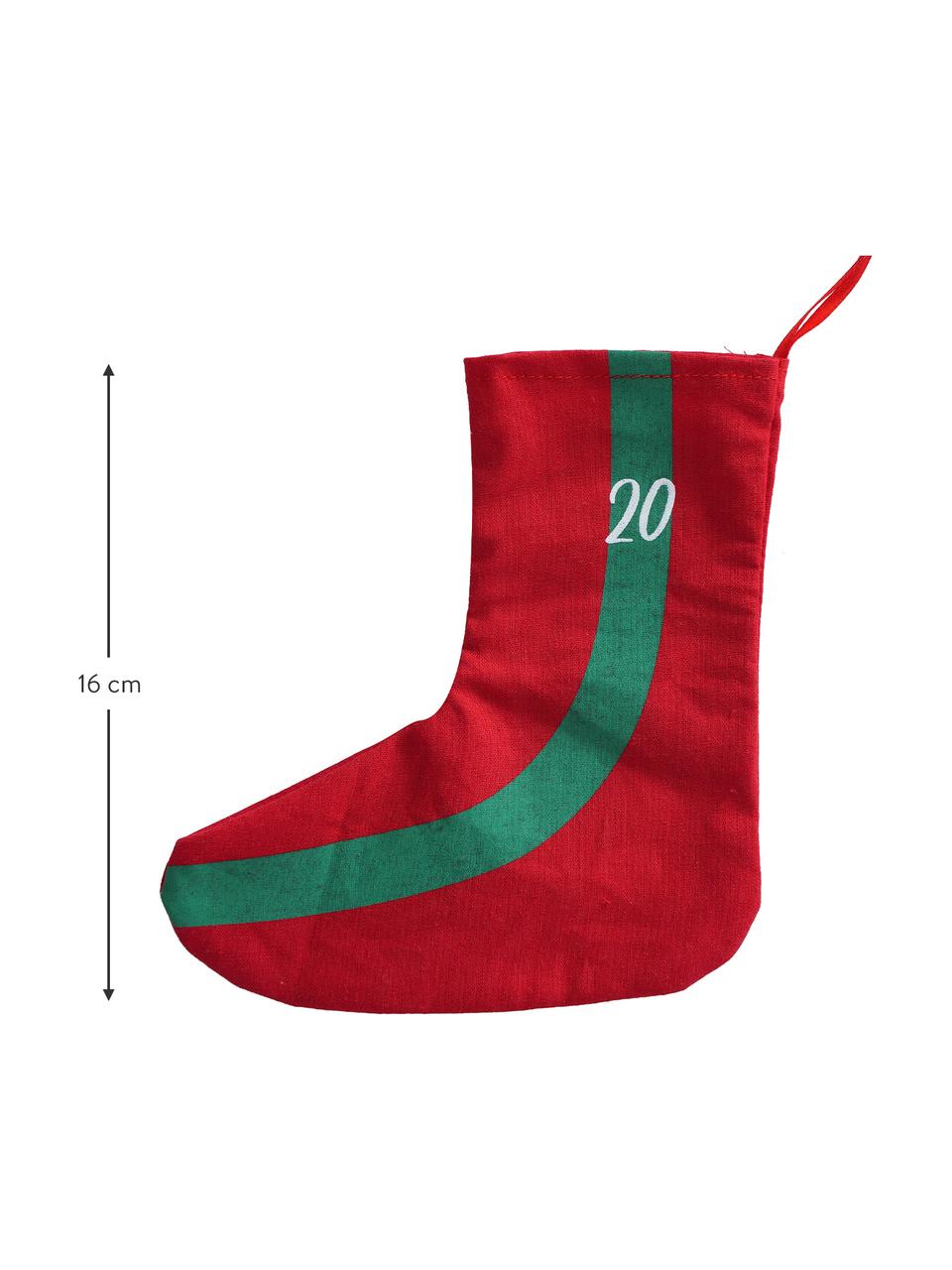 Calendario de Adviento Socky, 280 cm, Fieltro, Verde, rojo, blanco, L 280 cm