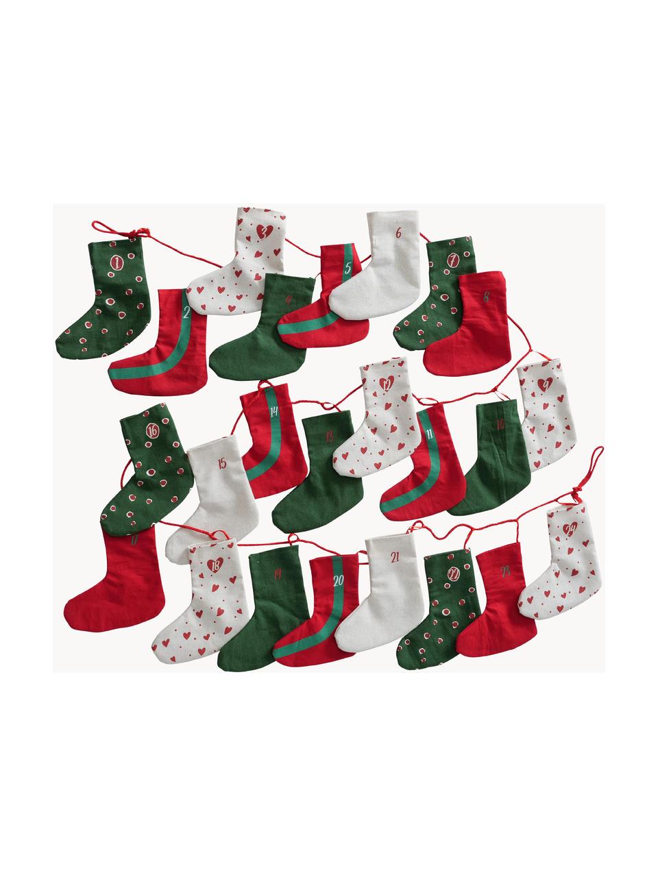 Adventskalender Socky L  280 cm, Vilt, Groen, rood, wit, L 280 cm