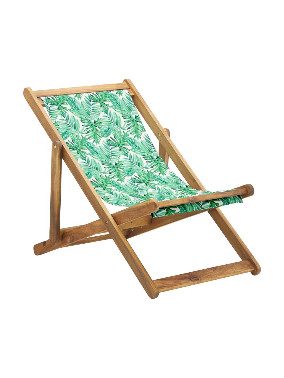 Transat pliable en bois Zoe, Vert, blanc, larg. 59 x prof. 91 cm