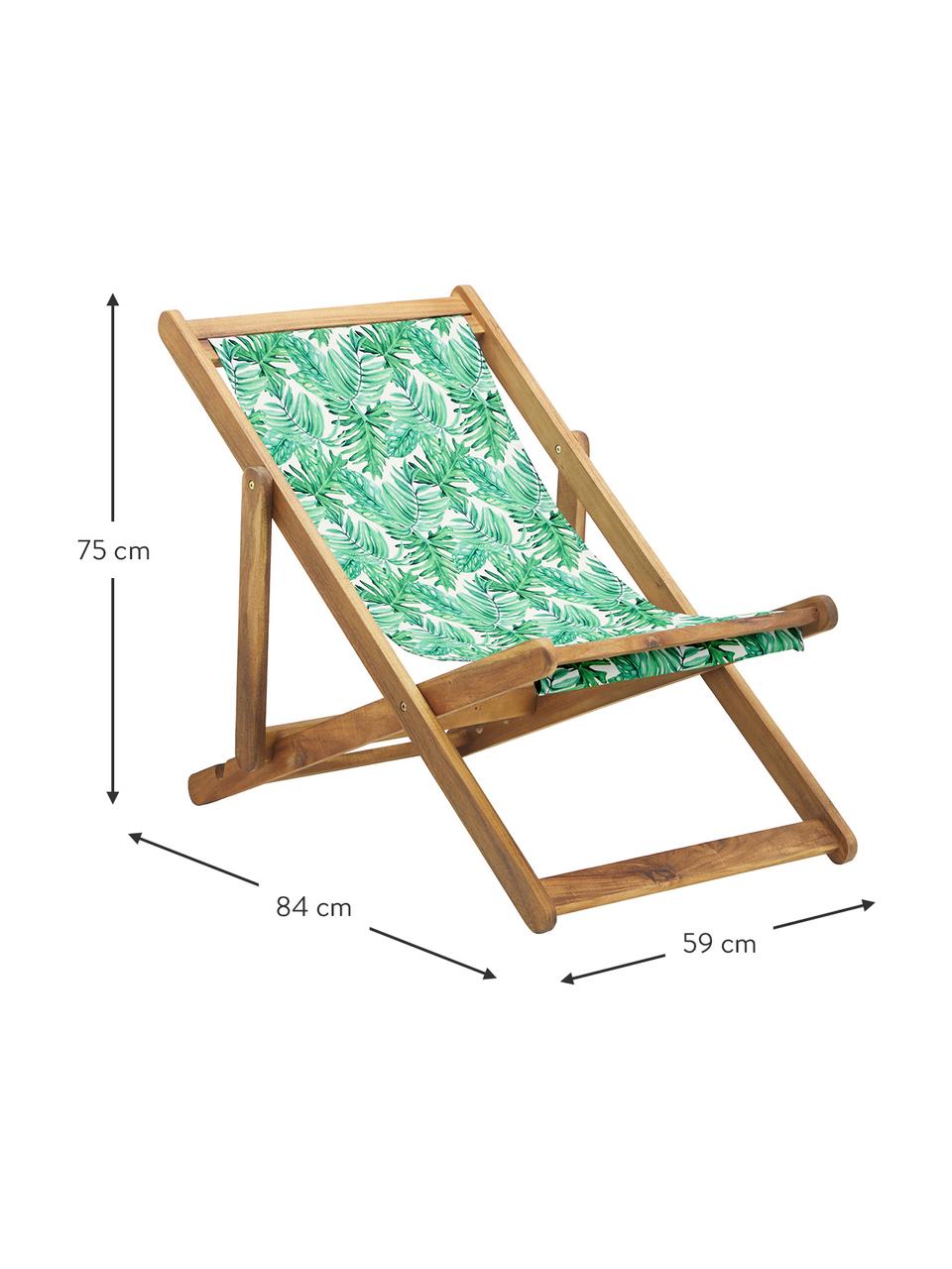 Transat pliable en bois Zoe, Vert, blanc, larg. 59 x prof. 91 cm