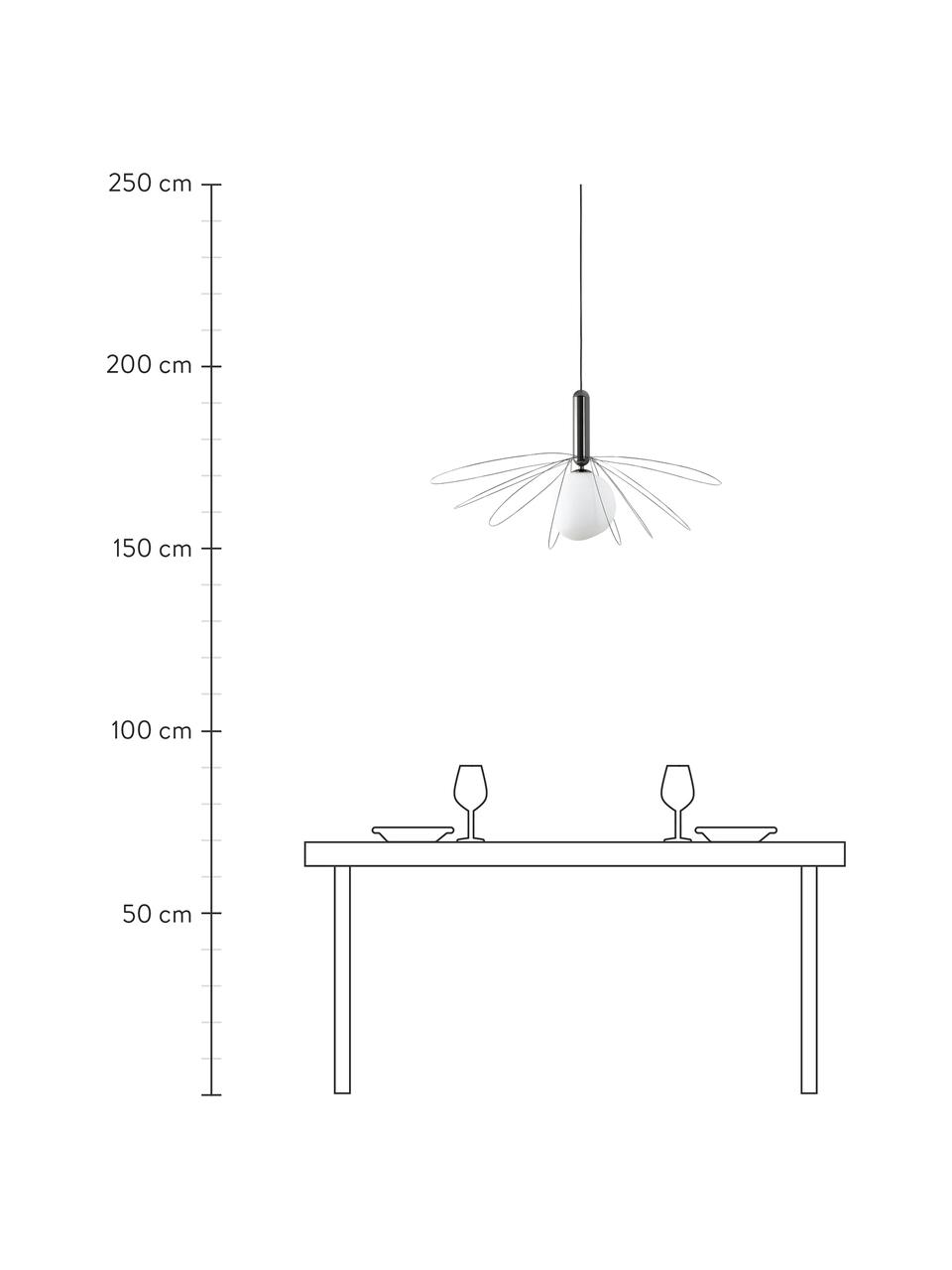 Lampada a sospensione grande Dela, Paralume: vetro, Bianco, nero, Ø 21 x Alt. 150 cm
