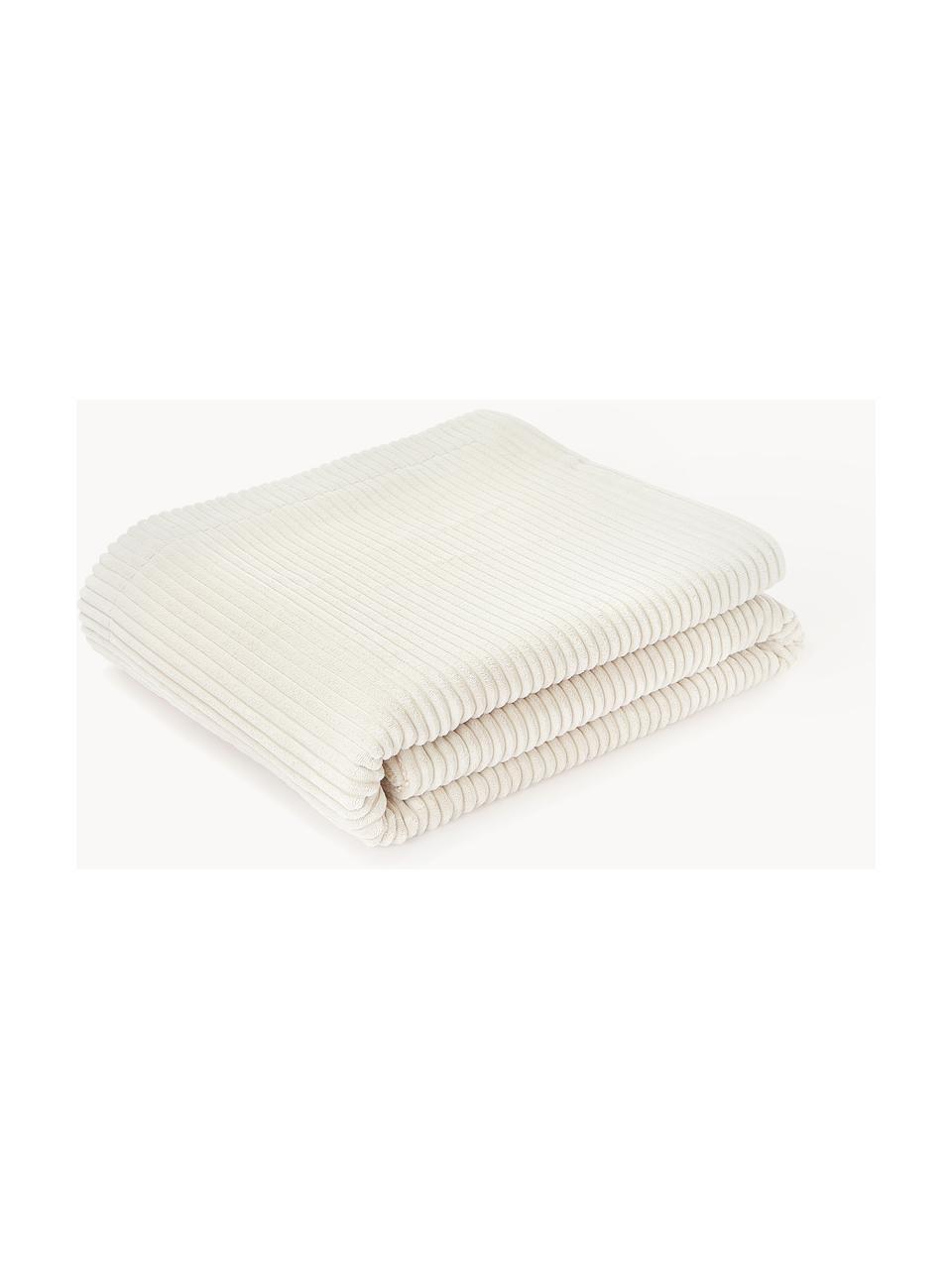 Decke Kylen aus Cord, Vorderseite: Cord (90 % Polyester, 10 , Rückseite: Teddy (100 % Polyester) D, Off White, Cremeweiss, B 140 x L 190 cm