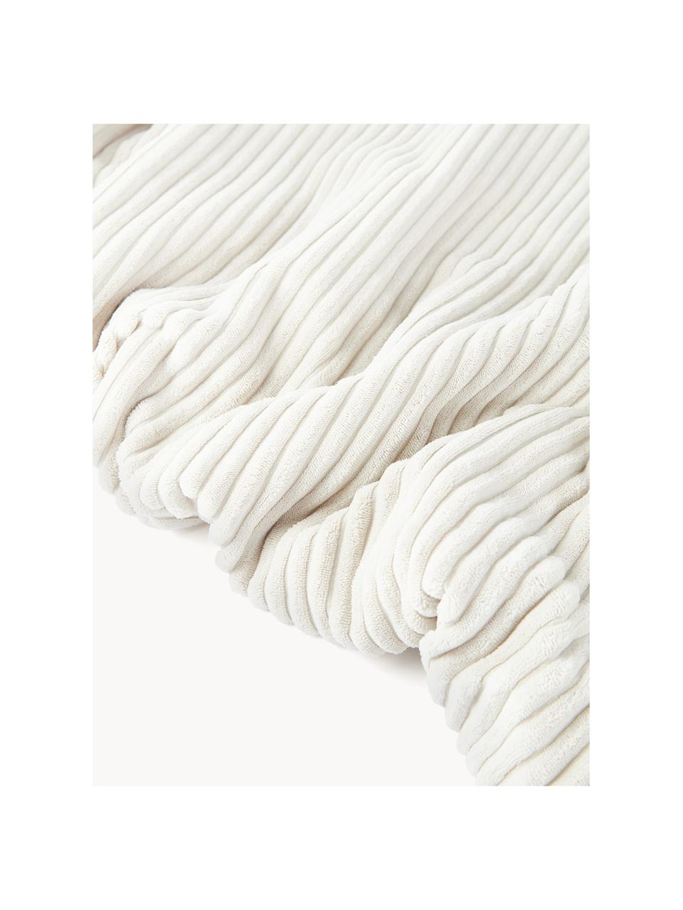 Plaid en velours côtelé Kylen, Blanc cassé, blanc crème, larg. 140 x long. 190 cm