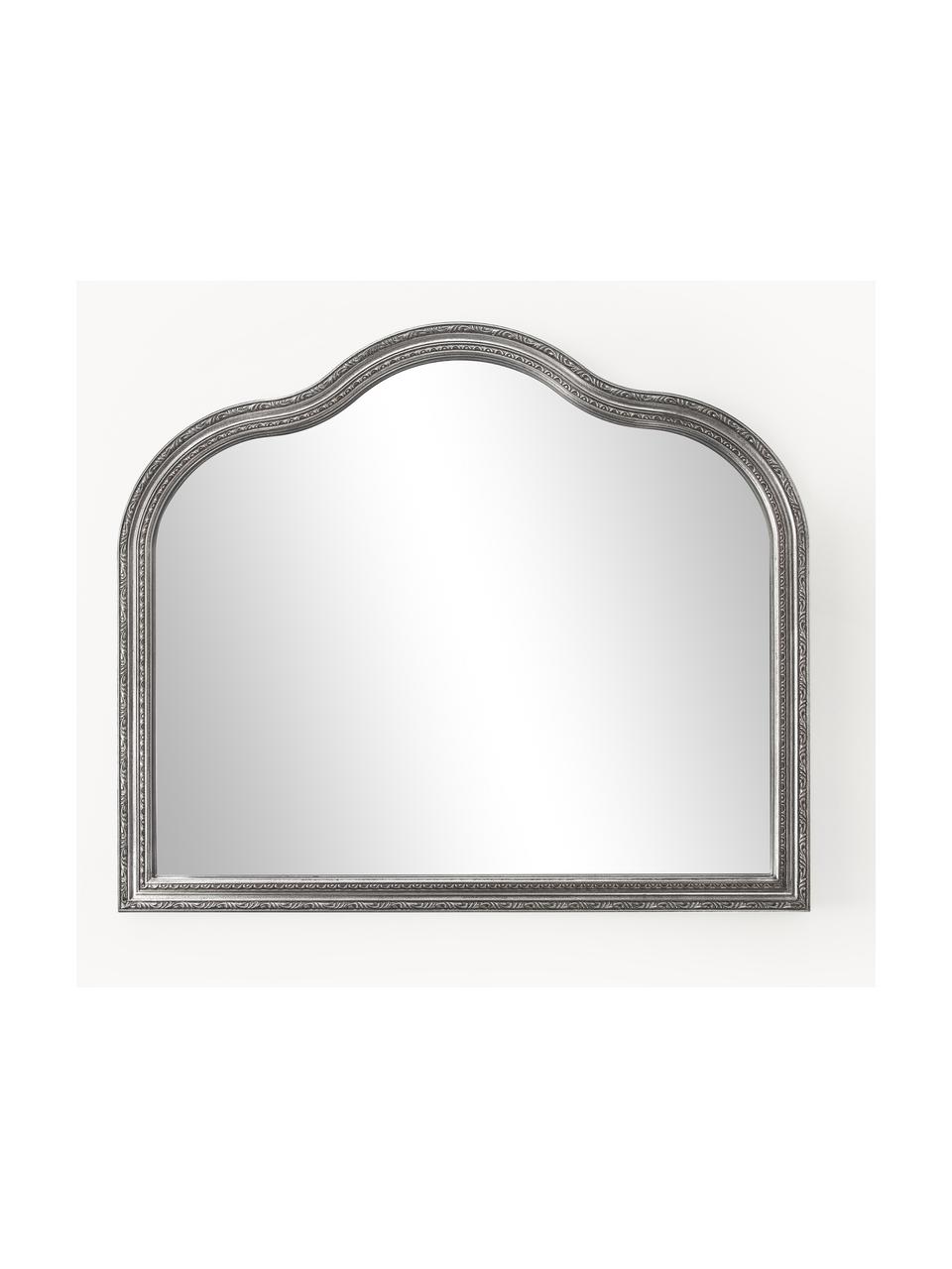 Specchio da parete barocco Muriel, Cornice: legno rivestito, Retro: pannello di fibra a media, Superficie dello specchio: lastra di vetro, Argentato, Larg. 90 x Alt. 77 cm