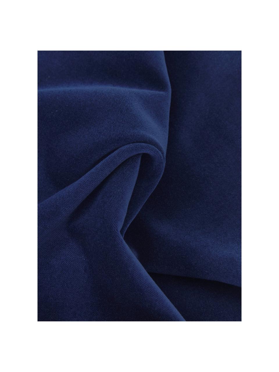 Housse de coussin rectangulaire velours bleu marine Dana, 100 % velours de coton, Bleu marine, larg. 30 x long. 50 cm