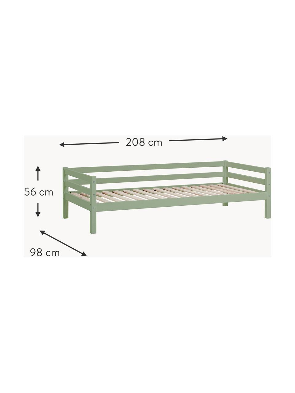 Łóżko dziecięce z drewna sosnowego Eco Dream, Lite drewno sosnowe z certyfikatem FSC, sklejka, Drewno sosnowe lakierowane na szałwiowy zielony, S 90 x D 200 cm