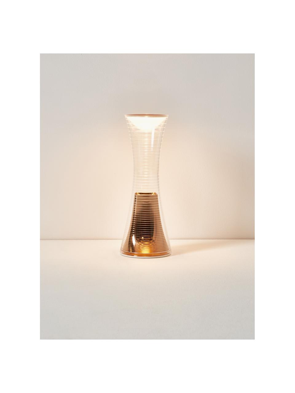 Kleine LED tafellamp Come Together, dimbaar, Kunststof, gecoat aluminium, Transparant, goudkleurig, Ø 10 x H 27 cm