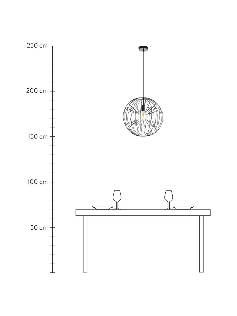 Lampada a sospensione nera metallizzata Okinzuri, Paralume: metallo lucido, Baldacchino: metallo verniciato, Nero, Ø 45