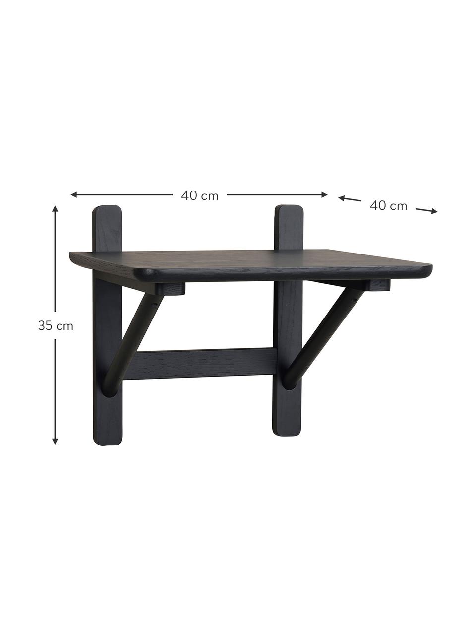Nástěnný noční stolek z dubového dřeva Camrose, Černá, Š 40 cm, V 35 cm