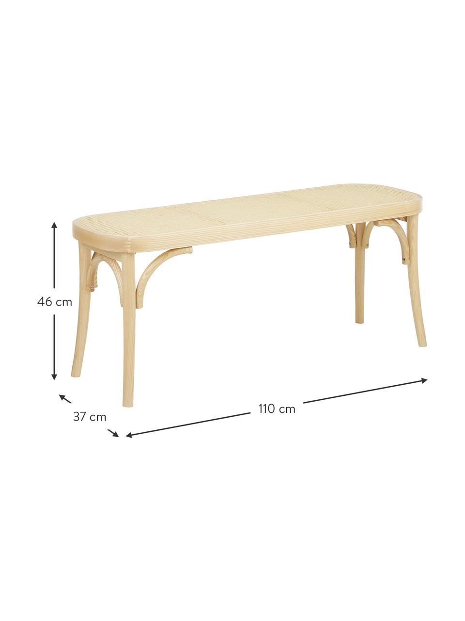 Banc en cannage Franz, Bois clair, larg. 110 x haut. 47 cm