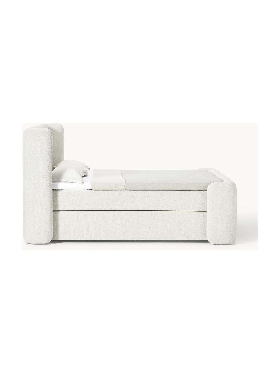 Kontinentální bouclé postel Perla, Tlumeně bílá, Š 140 cm, D 200 cm, stupeň tvrdosti H2