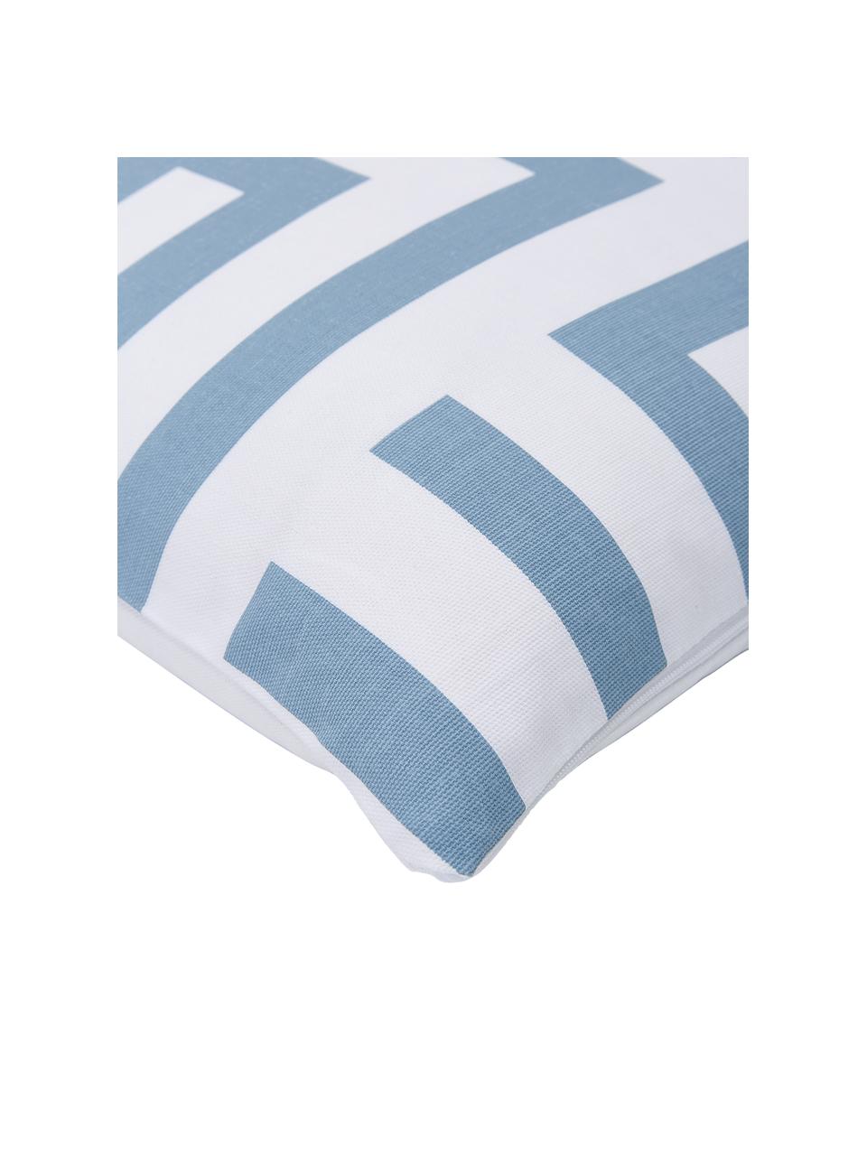 Kissenhülle Bram in Hellblau/Weiß mit grafischem Muster, 100% Baumwolle, Weiß, Hellblau, 45 x 45 cm