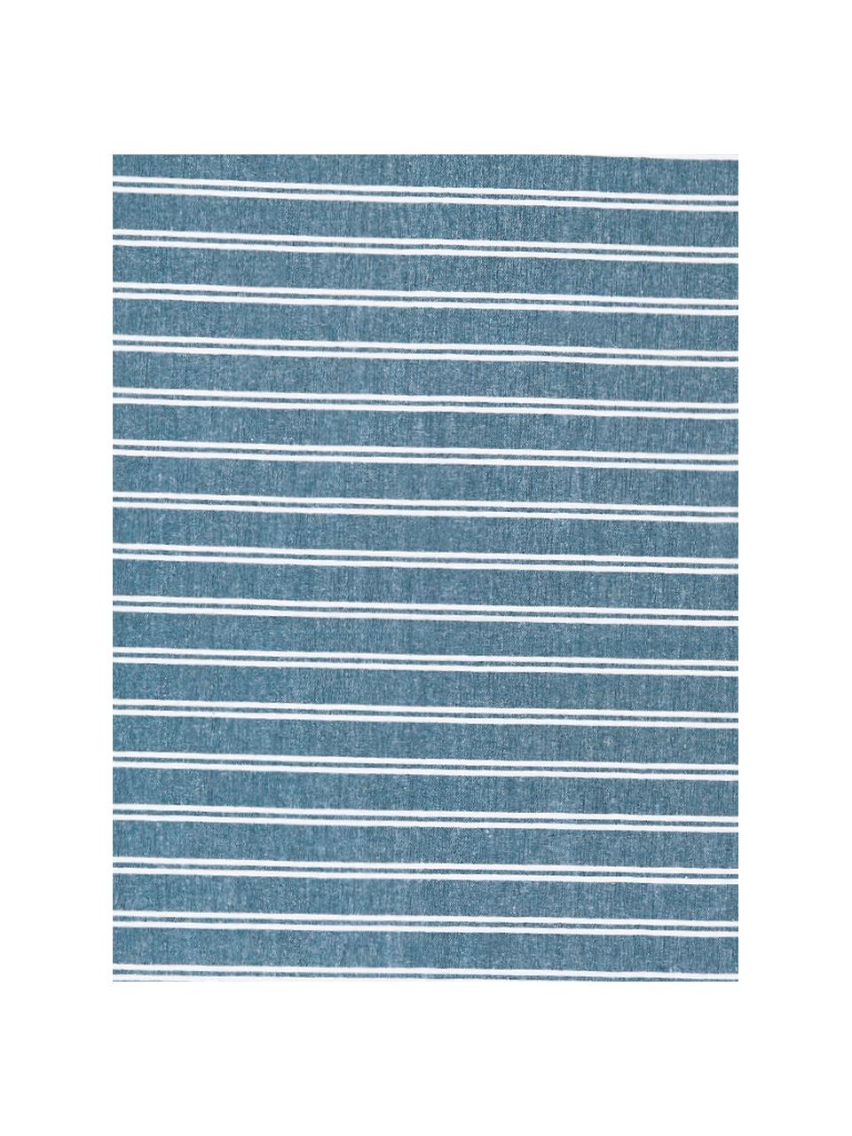 Telo fouta a righe con frange Surfside, 100% cotone, Petrolio, Larg. 90 x Lung. 170 cm