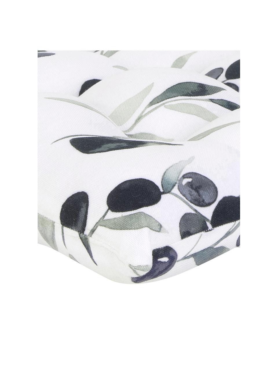 Sitzkissen Oliva, Bezug: 100% Baumwolle, Weiß, Dunkelgrau, Grün, 40 x 40 cm