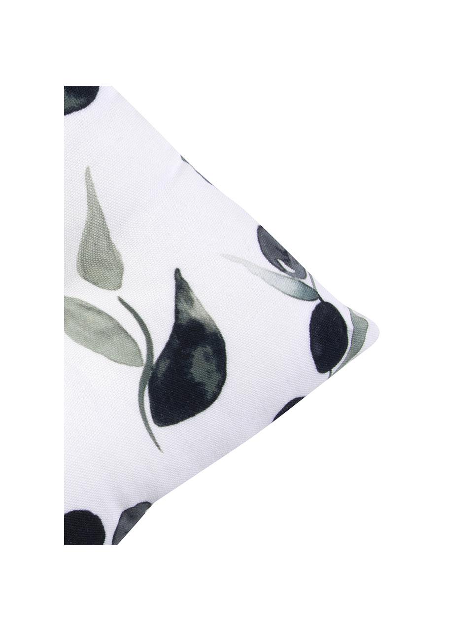 Poduszka na siedzisko Oliva, Tapicerka: bawełna, Biały, ciemny szary, zielony, S 40 x D 40 cm