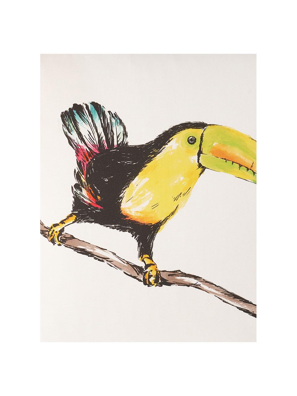 Kissenhülle Jimmy mit Toucanmotiv, 100% Baumwolle, Weiß, Mehrfarbig, 50 x 50 cm