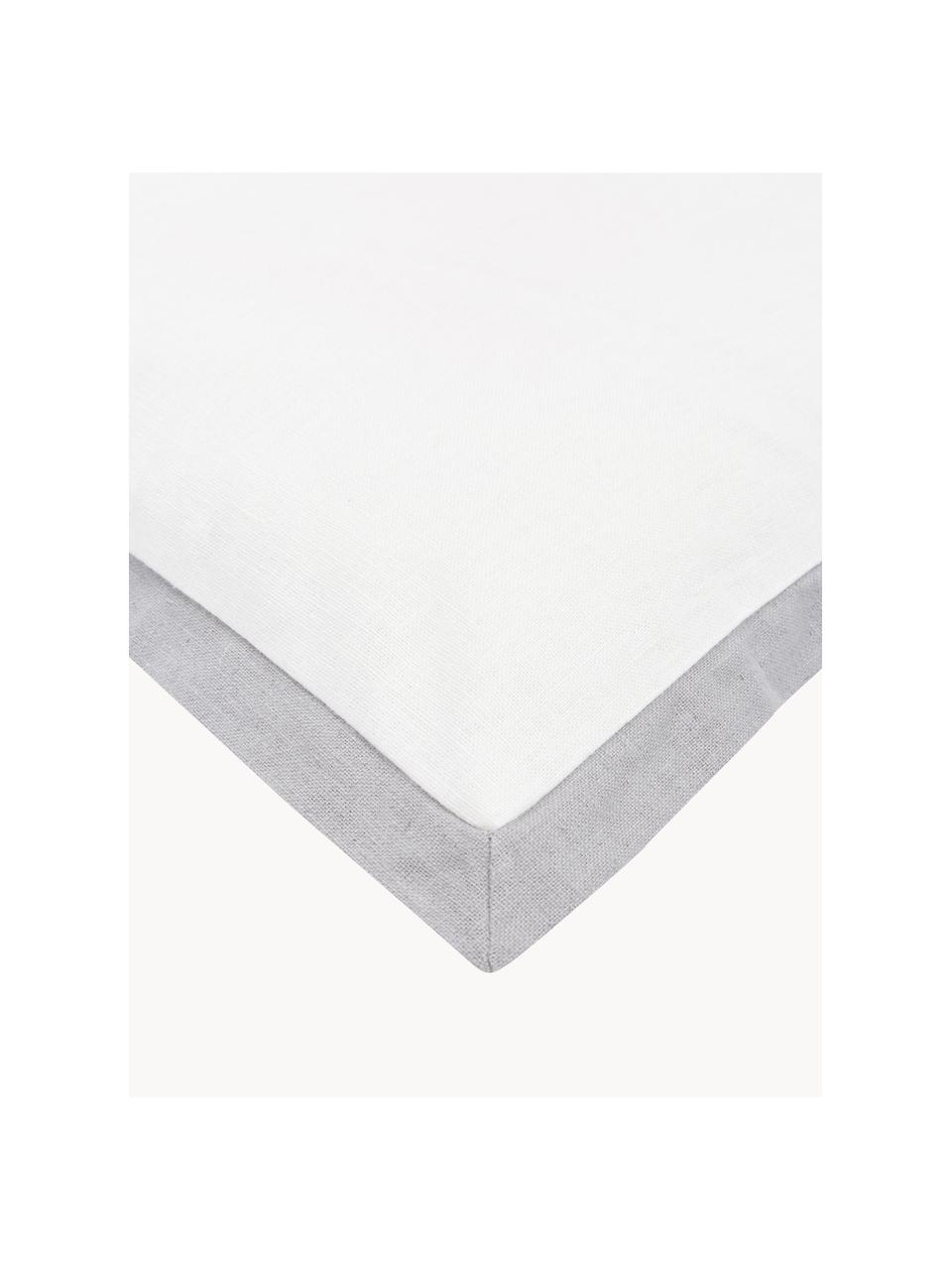 Housse de coussin lin blanc 45x45 Mira, 51 % lin, 49 % coton, Blanc, larg. 45 x long. 45 cm