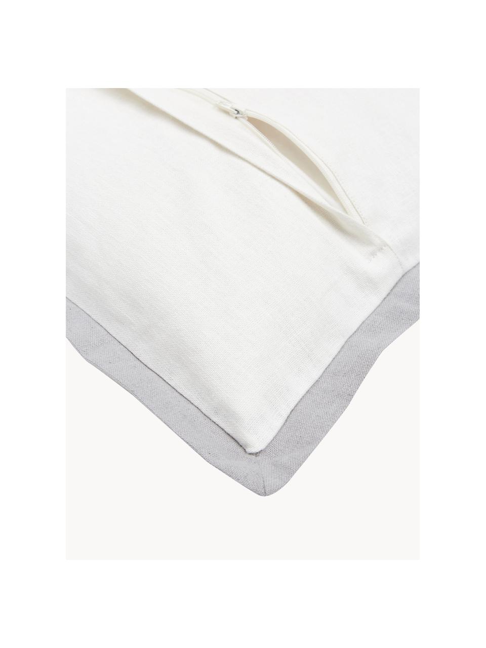Housse de coussin lin blanc 45x45 Mira, 51 % lin, 49 % coton, Blanc, larg. 45 x long. 45 cm