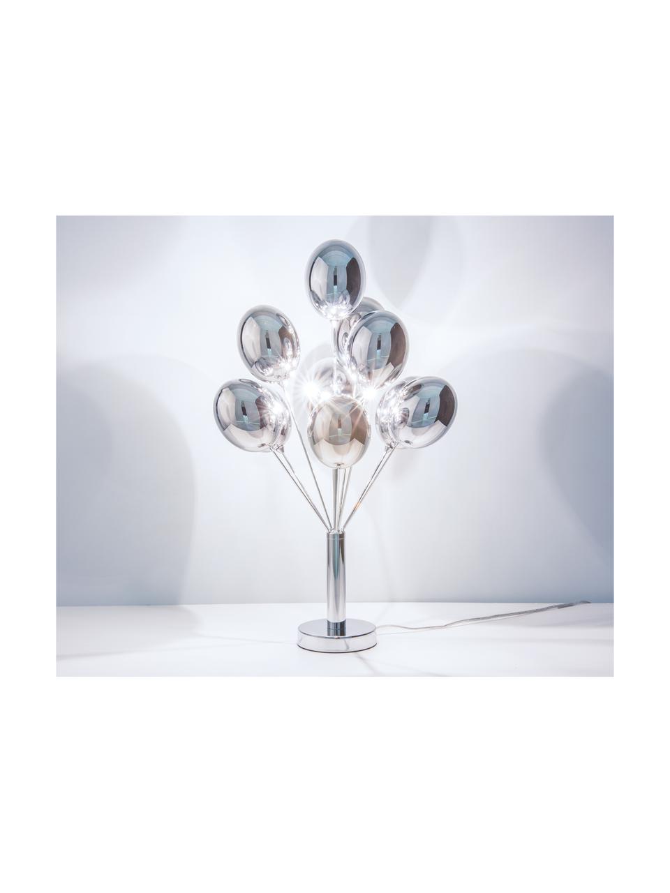 Tafellamp Balloons, Frame: staal, verchroomd, Lampenkap: glas, geverfd, Zilverkleurig, B 36 x H 68 cm