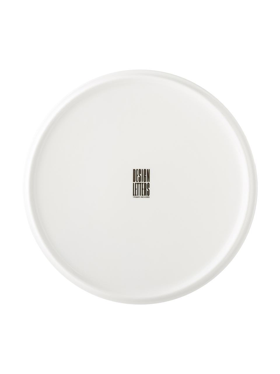 Piatto da colazione di design con lettera (varianti dalla A alla Z), Fine Bone China (porcellana)
Fine bone china è una porcellana a pasta morbida particolarmente caratterizzata dalla sua lucentezza radiosa e traslucida, Bianco, nero, Piatto piano W