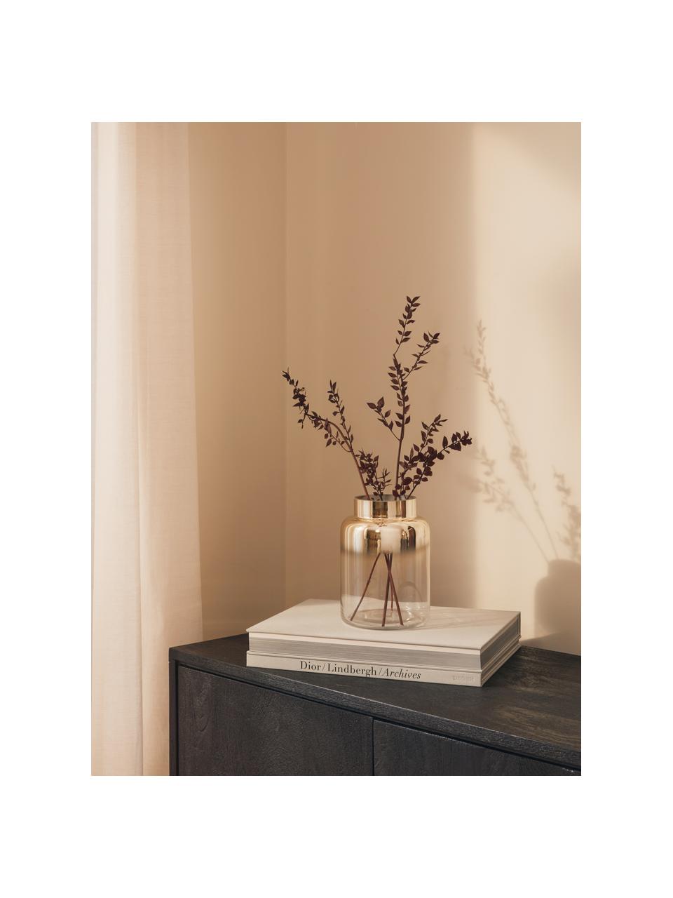 Ručně foukaná skleněná váza se zlatým třpytem Uma, Lakované sklo, Transparentní, zlatá, Ø 15 cm, V 20 cm