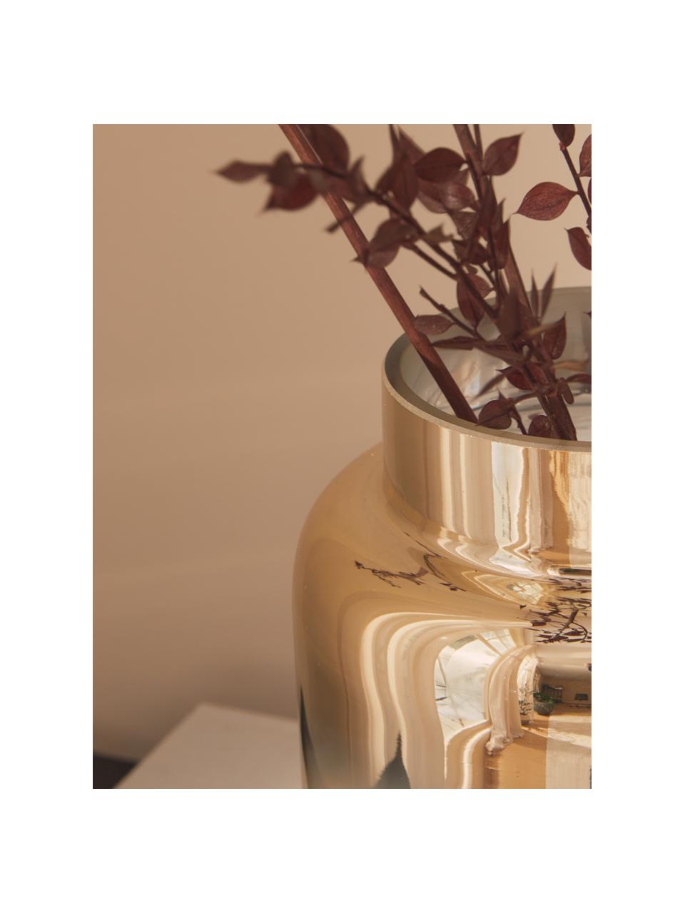 Mundgeblasene Glas-Vase Uma mit Gold-Schimmer, Glas, lackiert, Transparent, Goldfarben, Ø 15 x H 20 cm