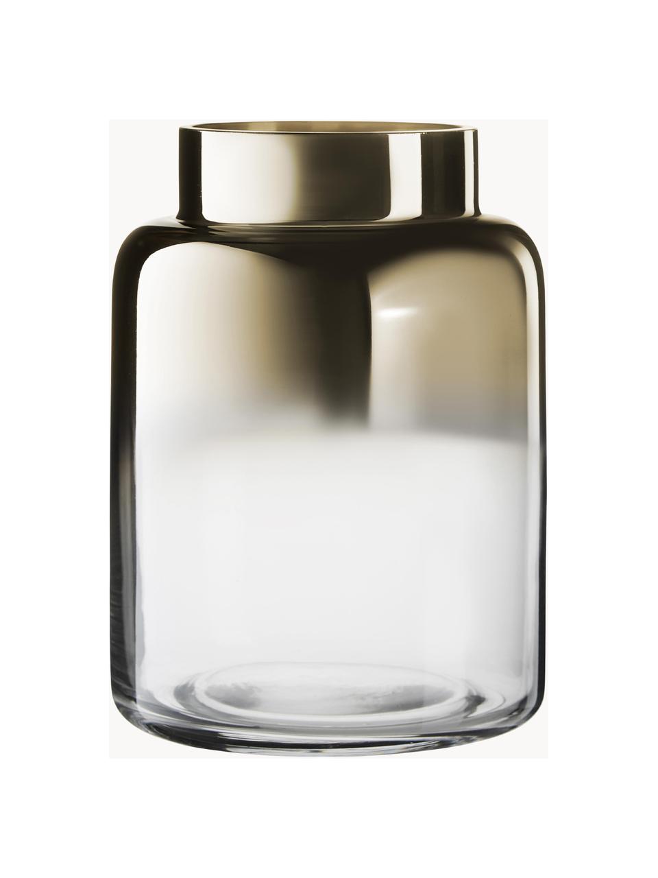 Mundgeblasene Glas-Vase Uma mit Gold-Schimmer, Glas, lackiert, Transparent, Goldfarben, Ø 15 x H 20 cm
