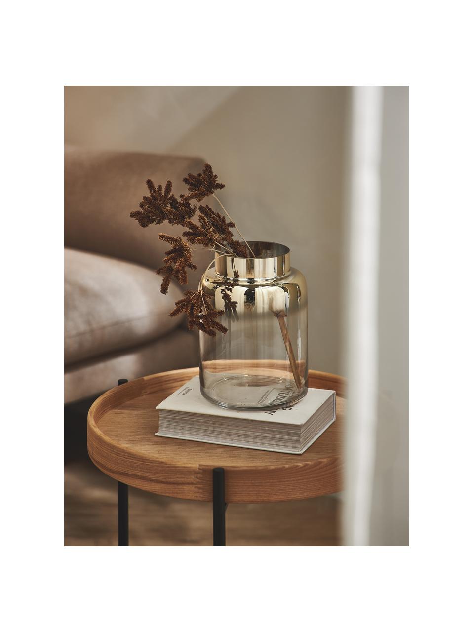 Mondgeblazen glazen vaas Uma met gouden glans, Gelakt glas, Transparant, goudkleurig, Ø 15 x H 20 cm